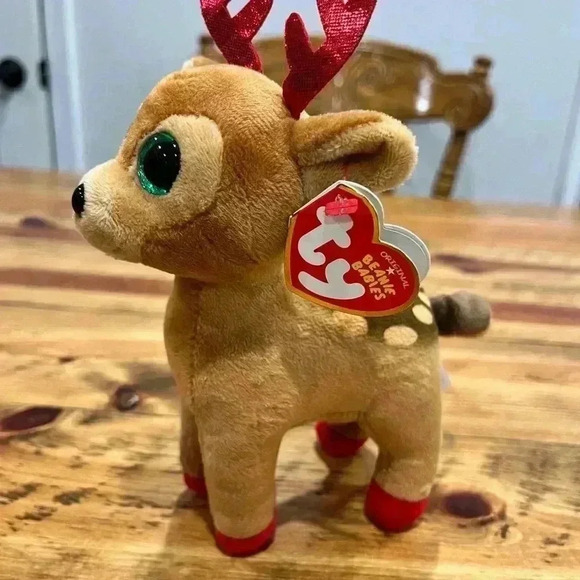 Ty Beanie Babies Tinsel the reindeer Beanie baby plush - Picture 1 of 12